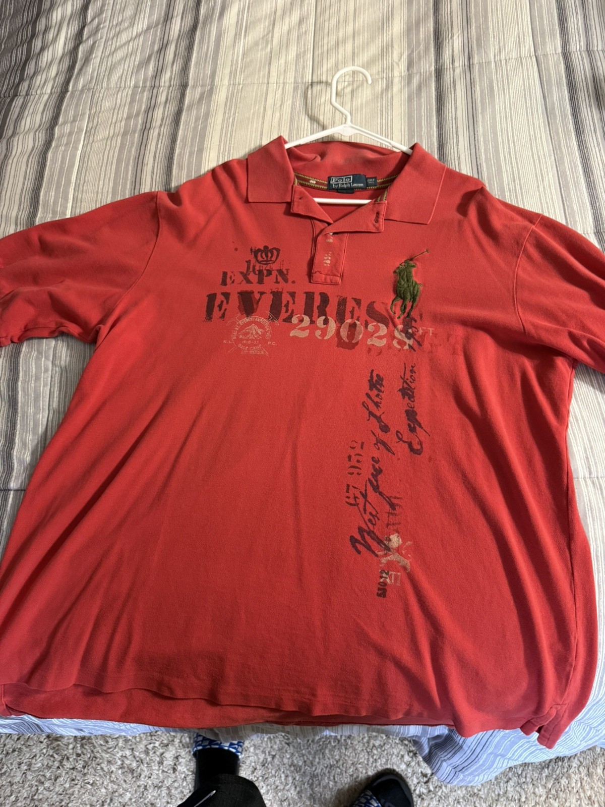 Vintage 90s Polo Ralph Lauren Big Pony DRAGON FLOWER Polo Shirt Mens XXL TALL