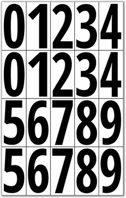 400 Pieces, 3'' - Vinyl Number Stickers, Waterproof Stick on Numbers Labels - Bla