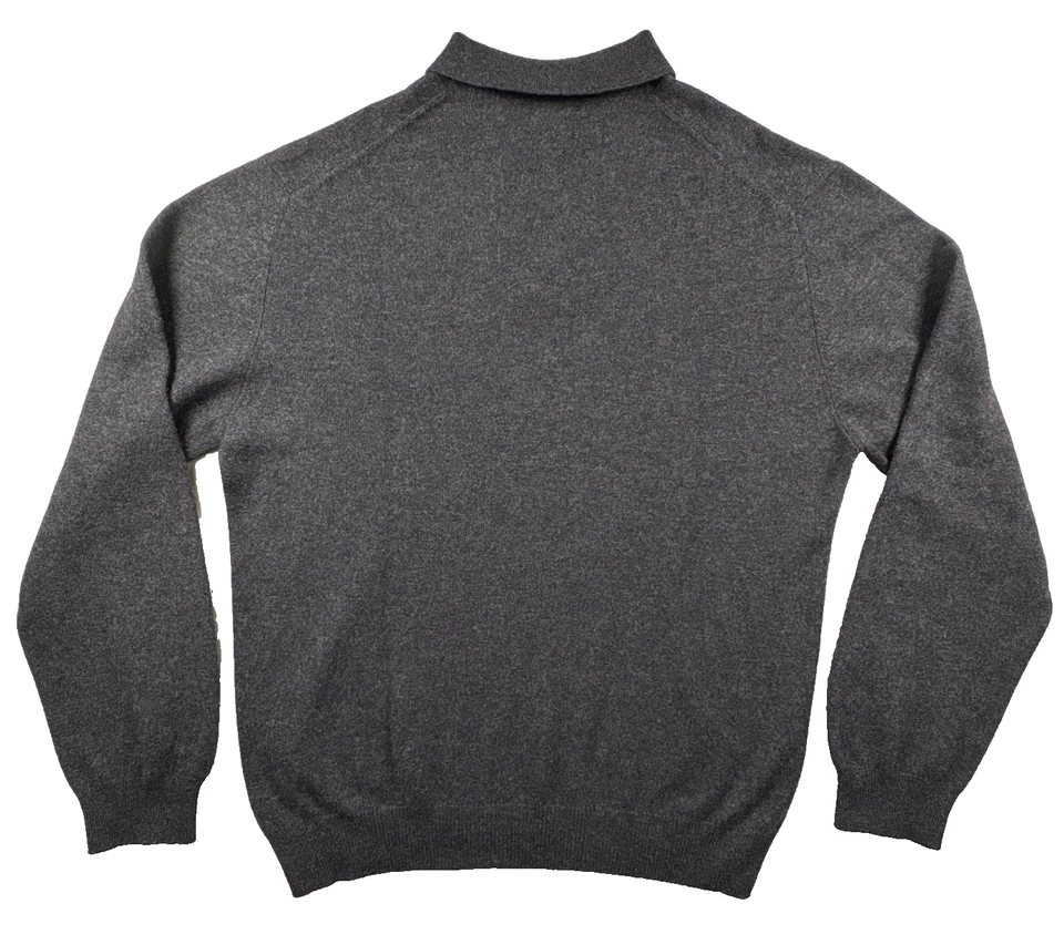 Suéter Polo Joseph & Lyman Para Hombres Grande 100% Cuello Cachemira Gris Tejido Foto 2 de 4