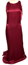 Elegant ESCADA Draped Back Red Long Maxi Gown Satin Evening Dress US 4 6 / DE 36