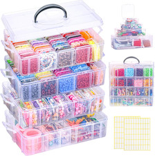 Stackable Bead Organizer 4 Tier 84Pcs Small Boxes Craft Storage Container Stac