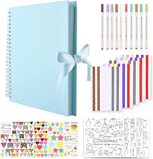 12 X 12 Inch Scrapbook Album with 10 Metallic Markers,80 Pages Craft Paper Photo