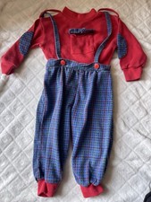 Vintage 1990s infant toddler overalls plaid two piece jumper size 18 month