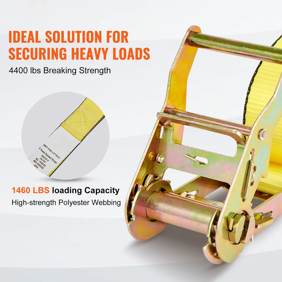 Paquete de 8 correas de amarre de trinquete 5208 libras 2" x 15' de alta resistencia para carga Foto 2 de 4