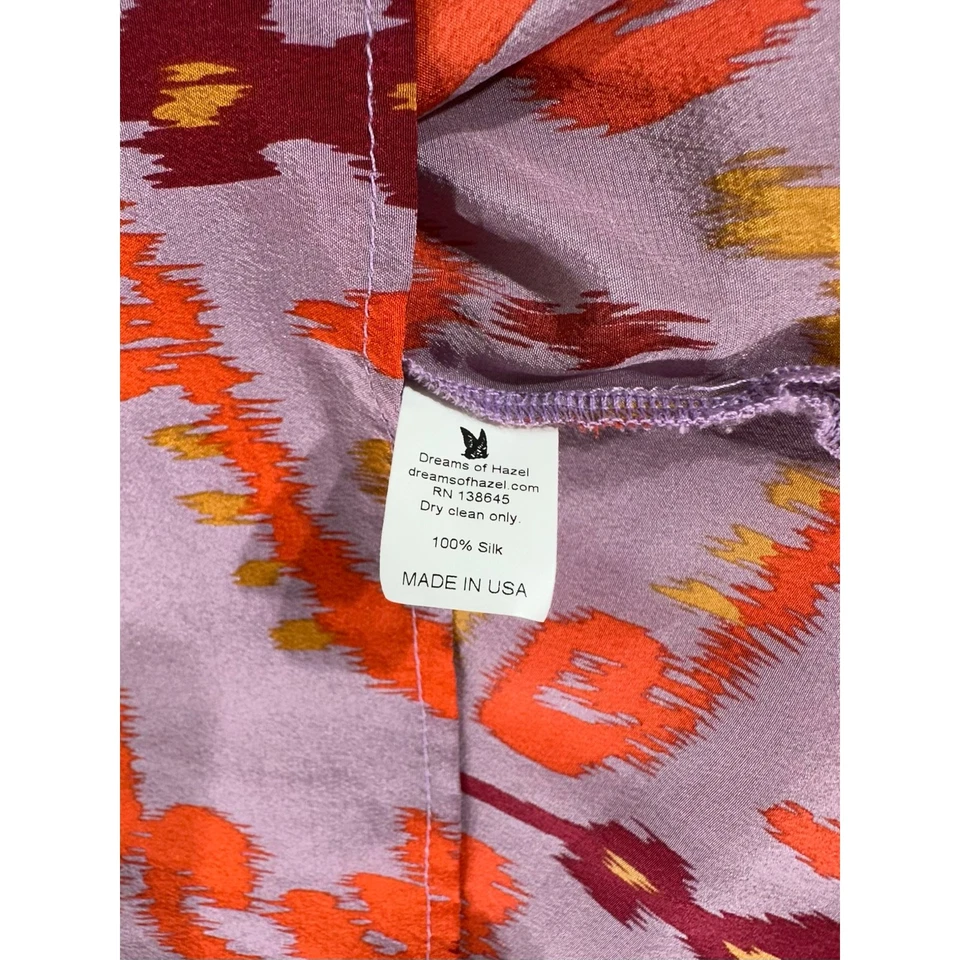 Dreams of Hazel 中号衬衫 100% 真丝锦缎高低下摆 V 领 — 第 4/4 张图片