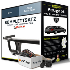 Für PEUGEOT 407 Break SW 6E, 6D Anhängerkupplung starr +eSatz 13pol uni. 08- NEU