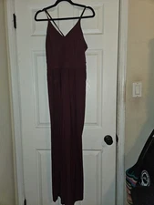 Halara Women's Burgundy Jumpsuit Size M Burgundy, Wide-Leg, Pocket, Quick-Dry