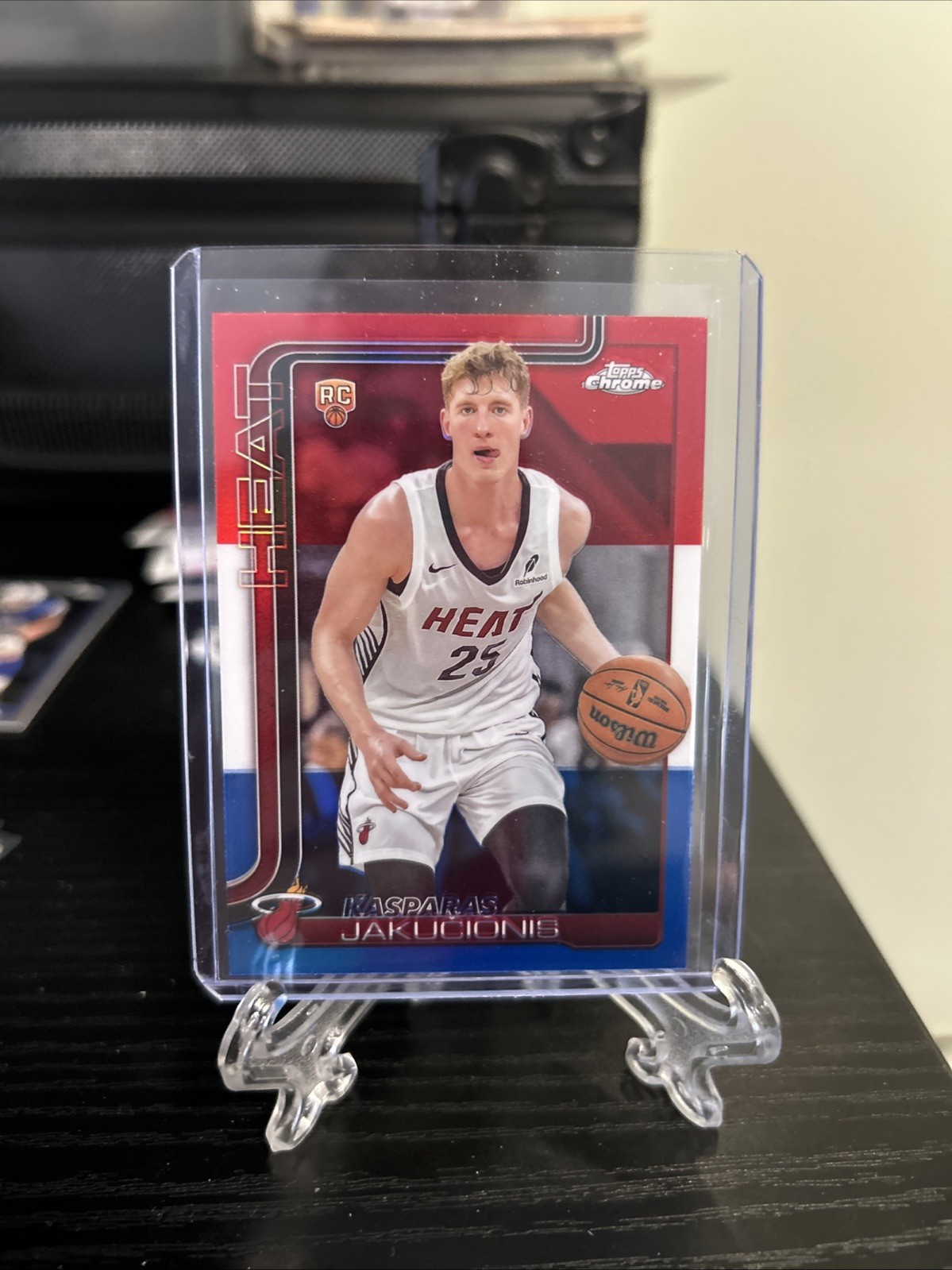 2025-26 Topps Chrome Kasparas Jakucionis RWB Red White Blue Refractor SP RC #270