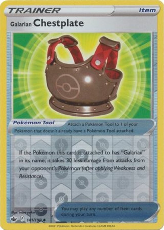 Galarian Chestplate - 141/198 - Uncommon - Reverse Holo - Lightly Played
