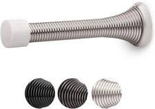 1 Pack Spring Door Stopper with Rubber Bumper Satin Nickel 3-1/8" Flexible Sp...