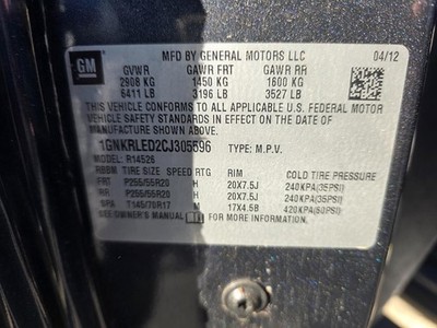 Used Left Door Mirror fits: 2012 Chevrolet Traverse Power power folding opt DNP