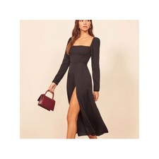 Reformation Sigmund Dress Black Slit Dress Size 2
