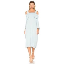 GANNI Cold Shoulder Bow Tie Midi Dress Blue EU 34 US 2/4 Revolve Baby Shower