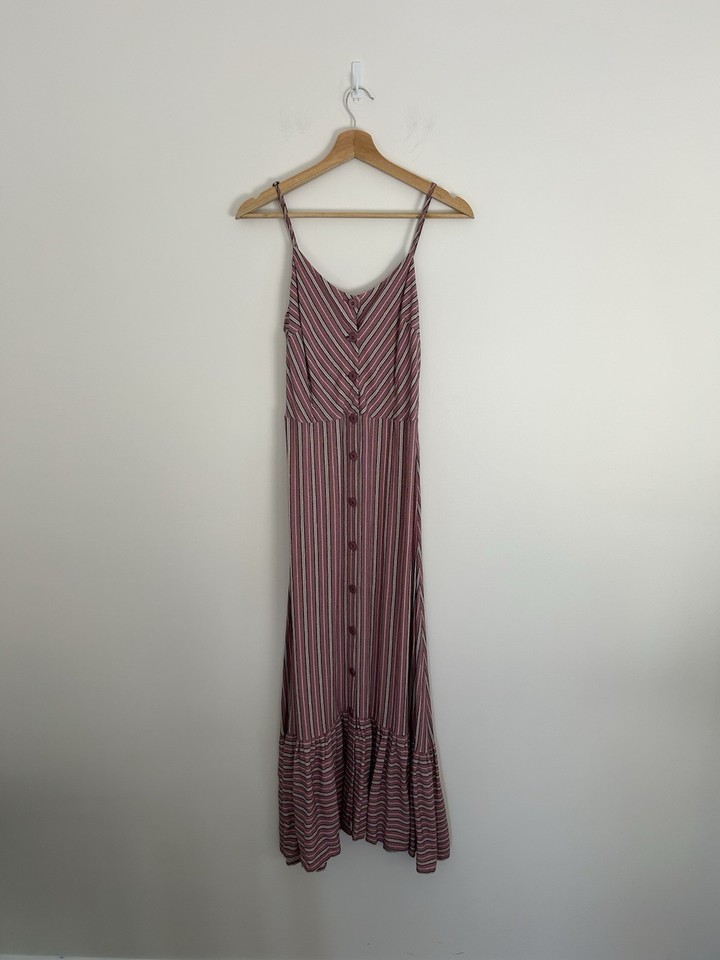 TIGERLILY Midi Slip Dress Size 10 Striped Pink Summer Beach Boho Pink