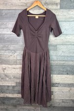 Free People Talia Midi Dress Size Small Brown Short Sleeves Free-est Boho