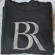 Banana Republic Mens Black BR Chest Logo Pullover Hoodie Size L