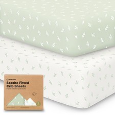 KeaBabies 2-Pack Organic Crib Sheets for Boys, Girls - 52x28 52" x 28", Herb