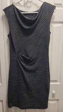 Ann Taylor Sheath Dress S Small Cowl Neck Textured Knit Blue Green Career