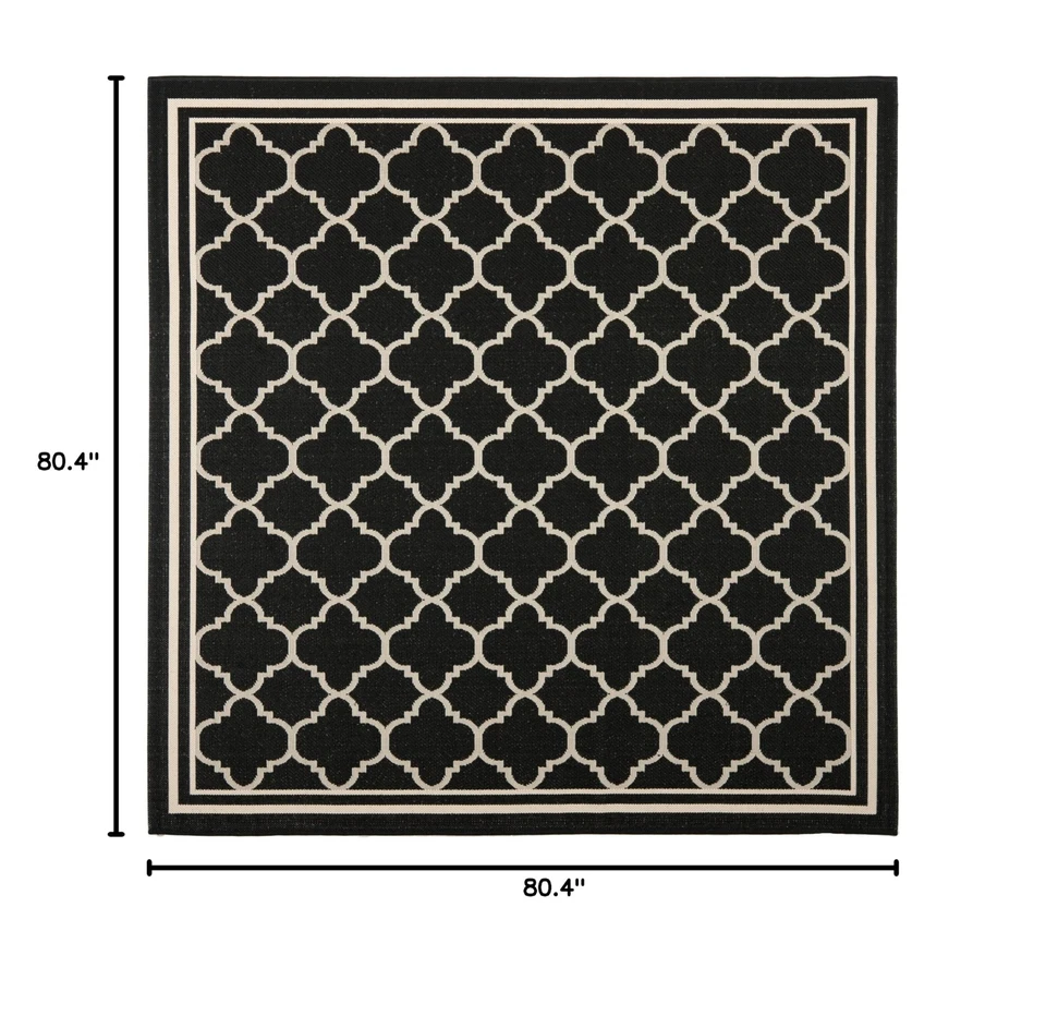 Alfombra SAFAVIEH Courtyard Collection - 6'7" cuadrada, negra y beige, enrejado... Foto 2 de 4