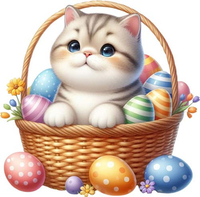 Aquarell Ostern Katze Kätzchen Wandbild Schlafzimmer Dekor Vinyl Aufkleber Abziehbild 6 Größen
