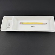 Rae Dunn Ceramic Divided Tray STASH WRITE Home Office Desk Top Organizer EUC