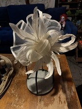 White Feather and Mesh Fascinator Hat. Wedding Derby Or Easter Derby Hat