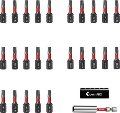 26PCS T20 Impact Screwdriver Bit Set, 1  Torx Bits T20, 1/4  Hex Shank Magnetic