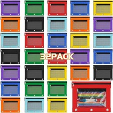 32 Pcs Colorful Zippered Pencil Pouches for 3 Ring Binder, School Supplies