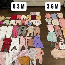 Lot of 50 Baby Girl Clothes Size 0-3  3-6 Months Mixed Brands Carters, Gerber