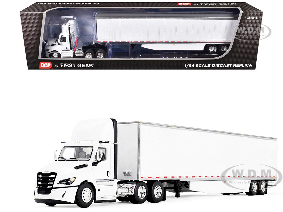 FREIGHTLINER 5TH GEN CASCADIA DAY CAB W/TRAILER WHITE 1/64 BY