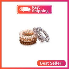 Wingoden 5Pcs Spiral Hair Ties No Damage, Plastic Coil for Thick Hair, No Crease