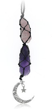 Crystal Hanging Car Charm - Purple Rear View Mirror Hanging Car Accessories for