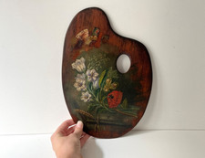 Tavolozza pittore dipinto olio fiori originale 1900, natura morta antica francese