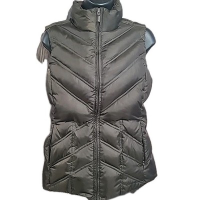 Women's Eddie Bauer Chocolate Brown Goose Down Vest XS Full Zip Quilted Warm