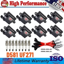 8 Pack UF271 Ignition Coil + Spark Plug + Wires For Chevy GMC 4.8 5.3L 6.0L 8.1L