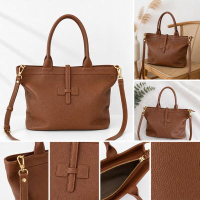 Damen Leder Handtasche Shopper Tasche Echtleder Made in Italy