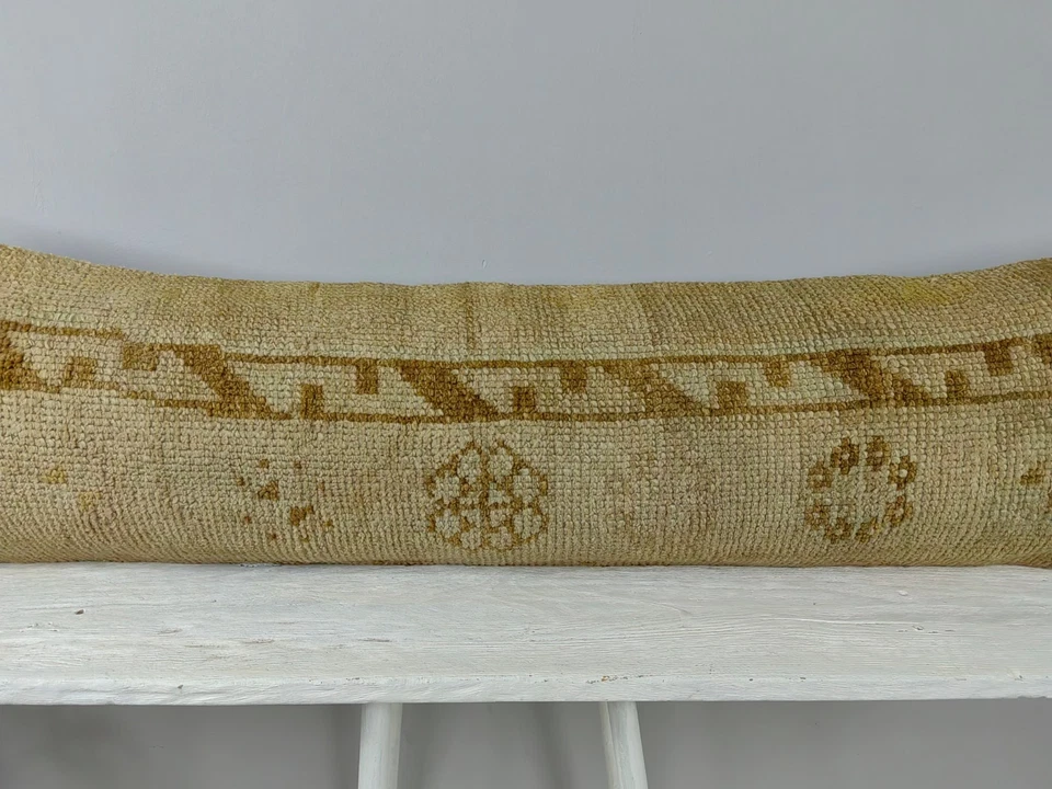 12x48 Turkish Kilim Pillow Cover - Long Lumbar Throw - Vintage Boho Cushion - Image 3 of 4