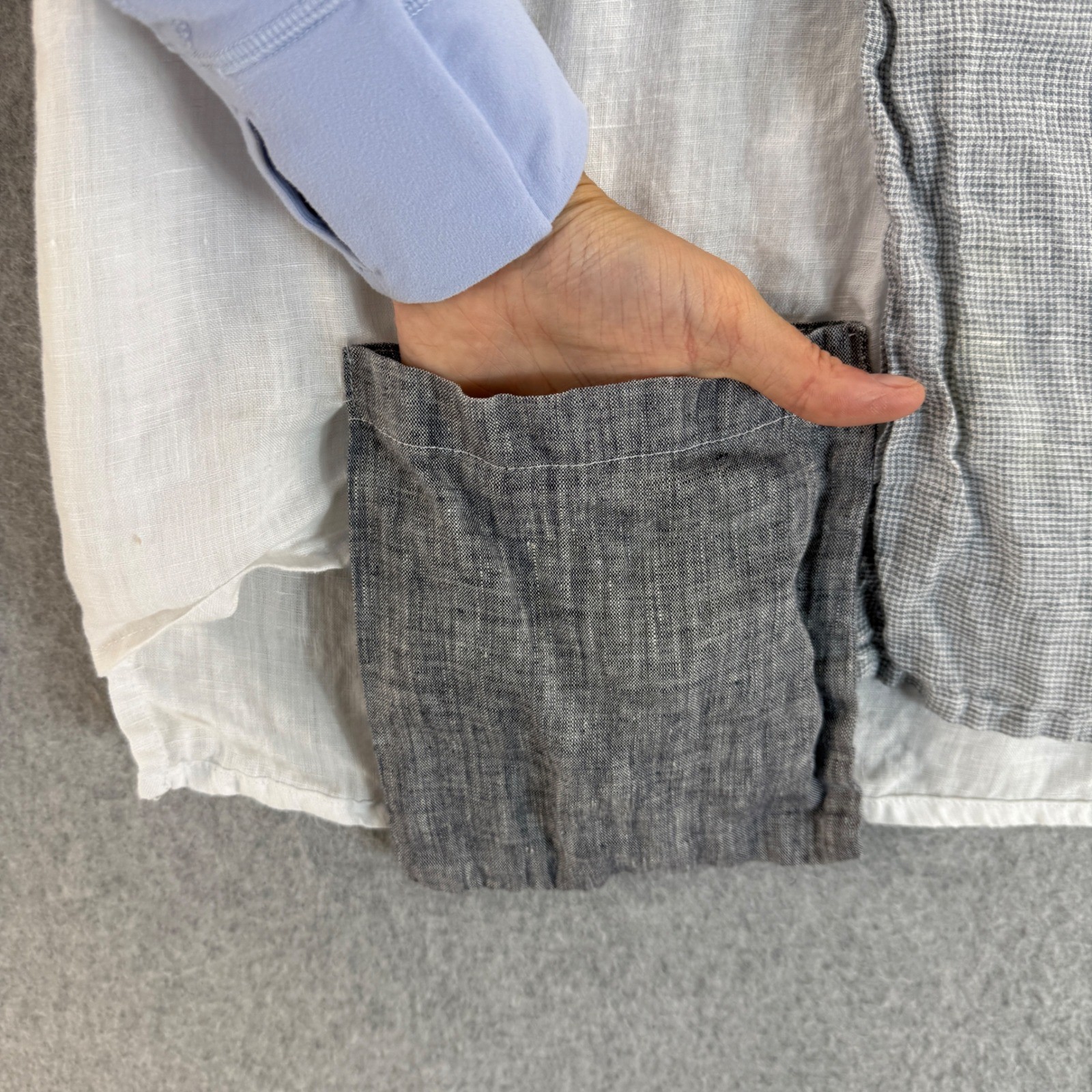 Christopher Calvin Linen Patchwork Top Asymmetric… - image 5