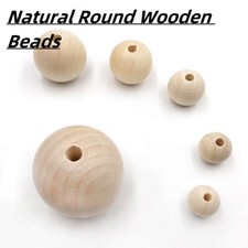 Natural Round Wooden Beads Untreated Plain With Hole DIY Wood Balls Dia 4mm-50mm