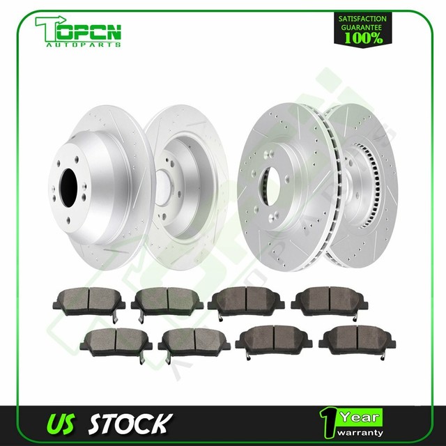 Front and Rear Ceramic Brake Pads & Disc Rotors For Kia Sorento 2011