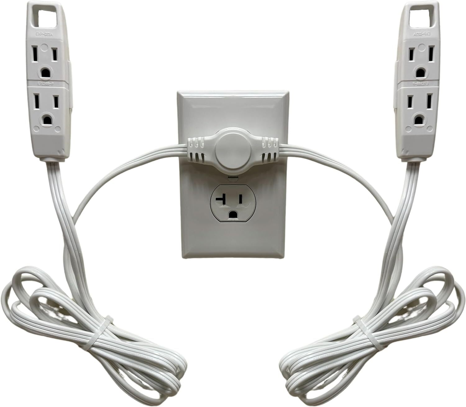 Twin Extension Cord Power Strip 3 Prong 12 Foot Cord 6 feet on Each Side Flat He-image