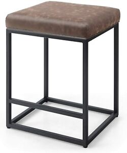 Bar Stools Cushion With Footrest Pu, Backless Dining Chair