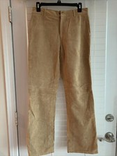 Tommy Hilfiger Classic Suede Leather Straight Pants - Size 2 Khaki Color