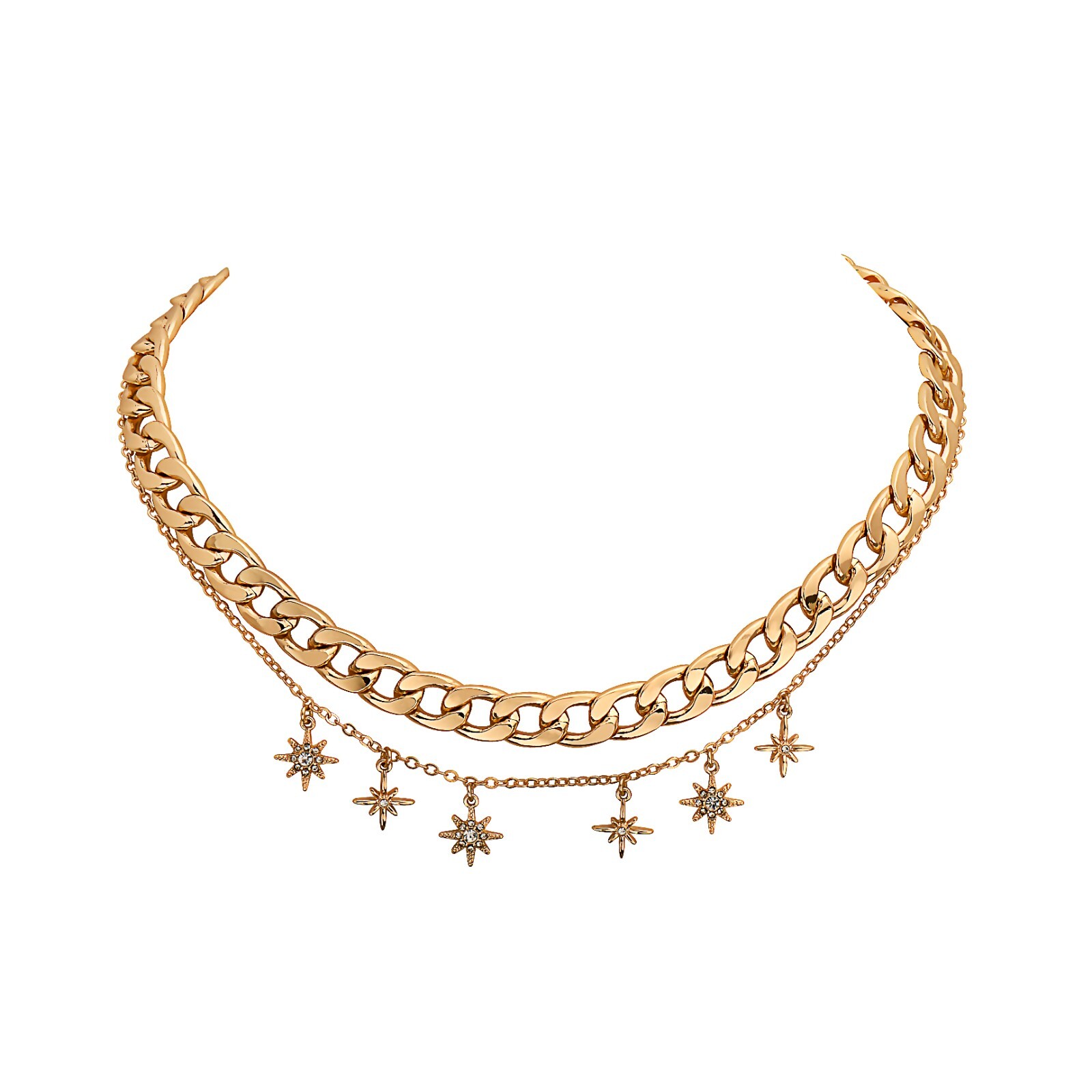 Joyería Fiesta Mujeres Diseñador Sol y Estrella Dije Cadena Collar Gargantilla para Regalo