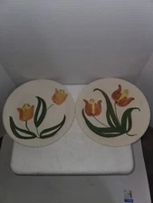 Vintage Blue Ridge Southern Pottery "Dutch Tulips" 9 in Dinner Plates
