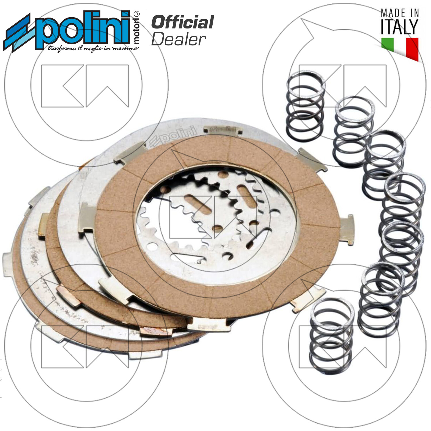 DISCHI FRIZIONE VESPA PX PE 200 4 DISCHI CON 7 MOLLE POLINI RACING