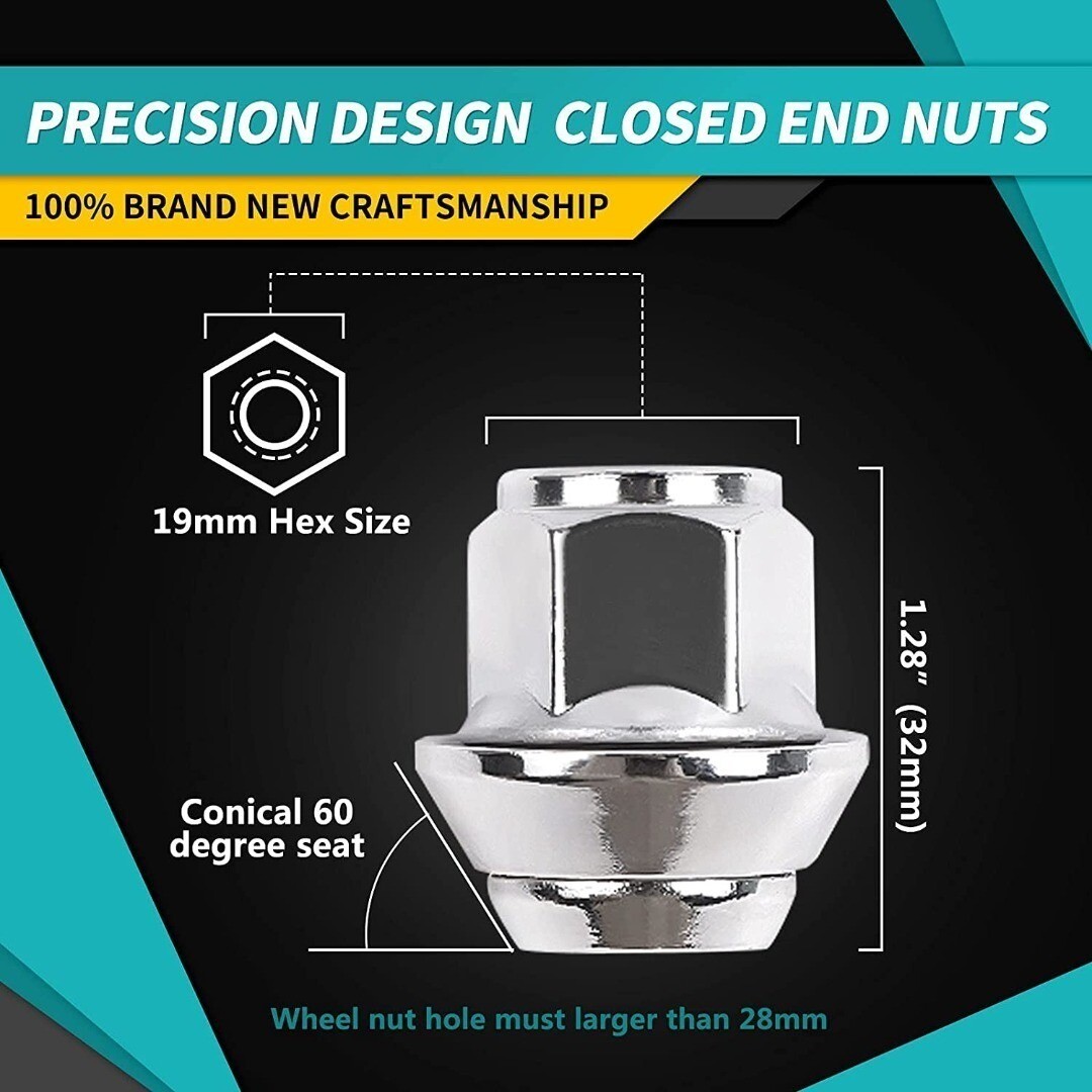 NEW ZOFFI M12X1.5 20Piece OEM Factory Style Large Steel Chrome Lug Nut