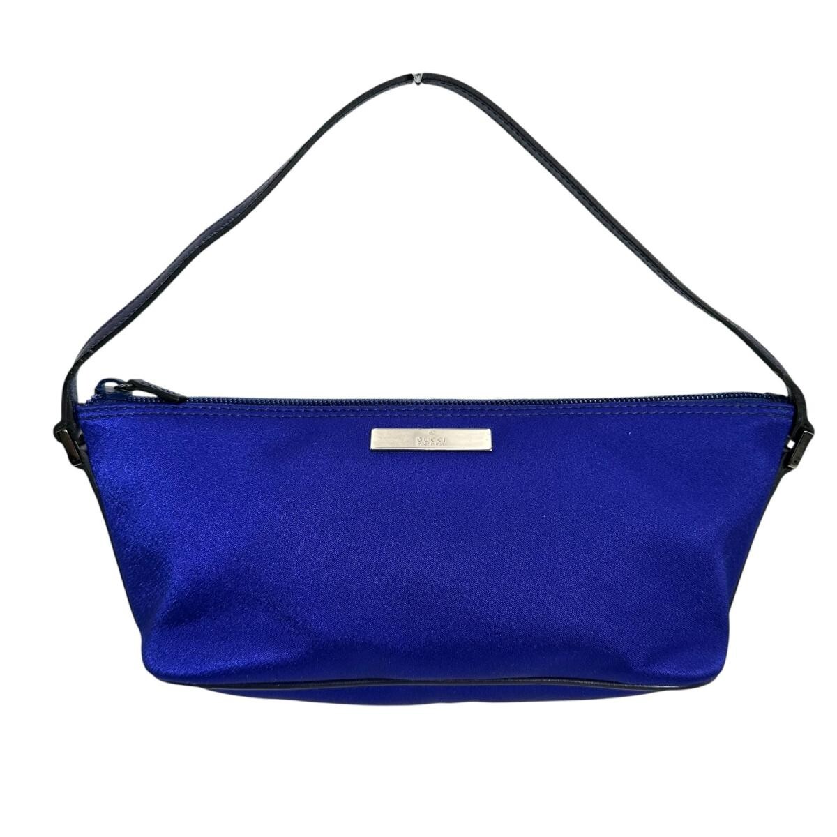 Gucci Authentic Blue Satin Leather Pouch 039-1103