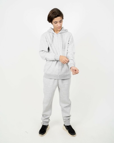 Unisex Kids Plain Fleece Hooded Tracksuit Set Full Zip Hoodie Jogging Bottom Set - Picture 18 of 27