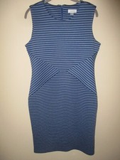 Calvin Klein Blue Striped Neoprene Scuba Stretch Sleeveless Bodycon Dress 12